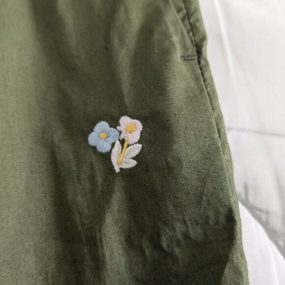 J. Crew Skirt Size 4 Olive Green Mini Embroidered Floral Tie-Waist NWT G9054 - Picture 10 of 16